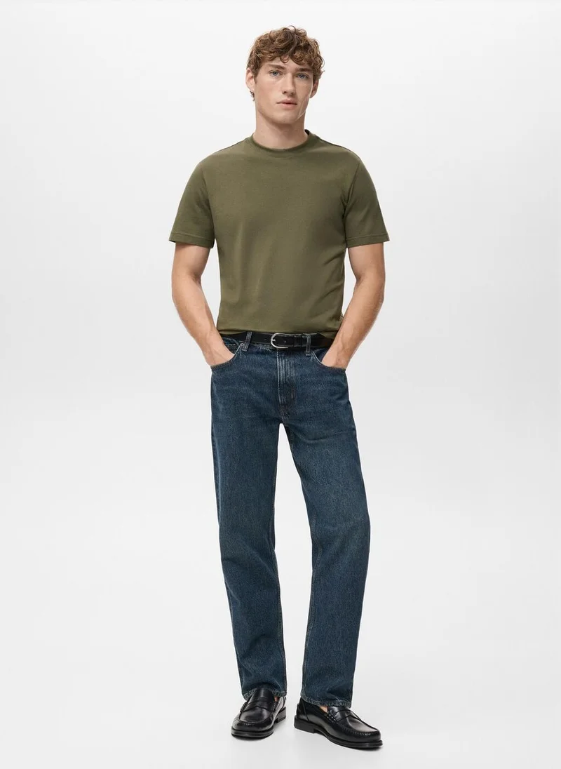 Mango Man  100% cotton slim-fit t-shirt for Men | Best Price UAE